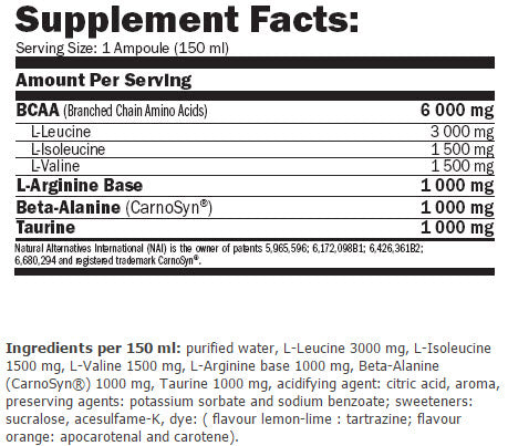 BCAA MegaFuel 6000 / 150ml. / 12 Amp. - 1,800 kg
