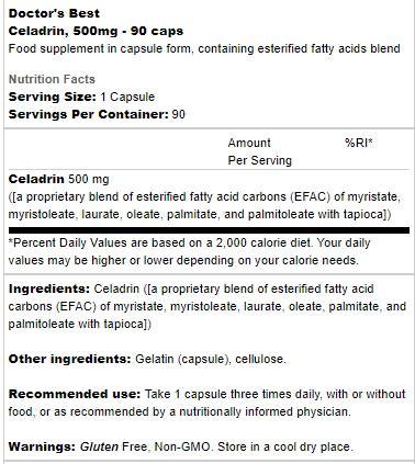 BEST Celadrin 500 mg - 90 capsules