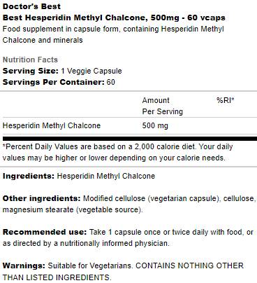 Nejlepší hesperidin methyl chalcone 500 mg - 60 tobolek