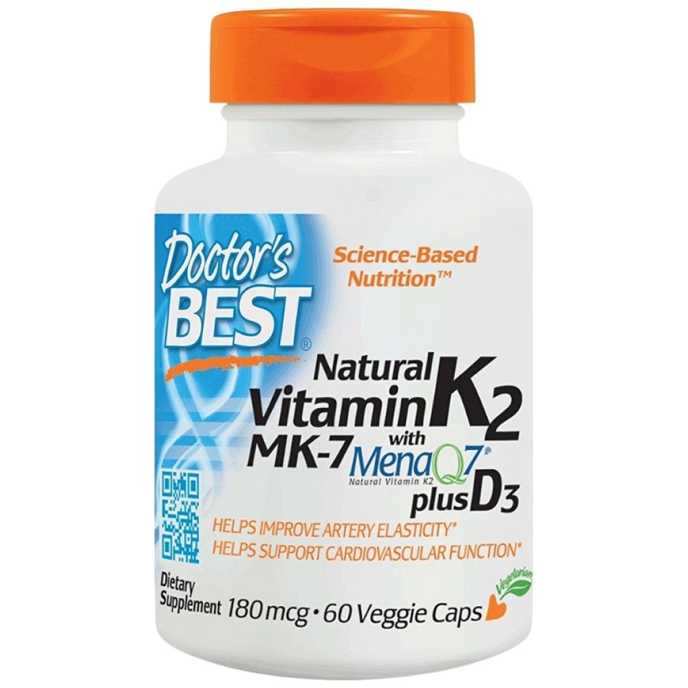BEST Natural Vitamin K2 MK-7 180 mcg | Plus D-3 - 60 capsules