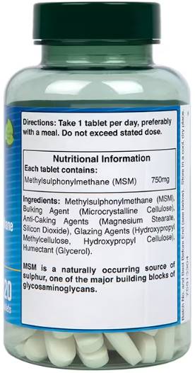 MSM / Methylsulphonylmethane 750 mg - 120 Tablets