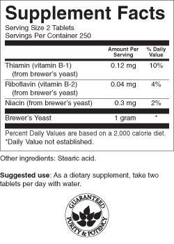 Brewer's Yeast 500 mg 500 Tablets