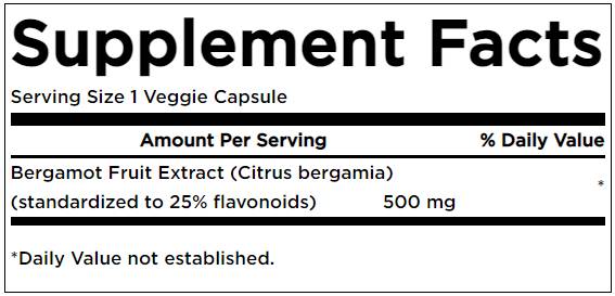 Extracto de bergamota 500 mg - 30 cápsulas