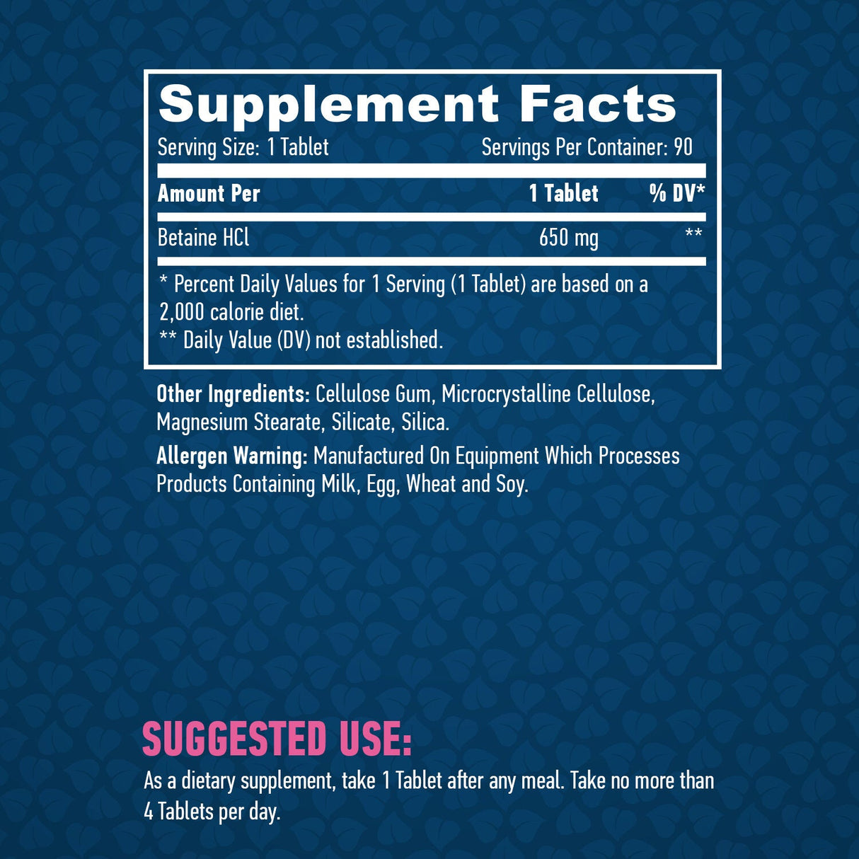 Karty Betaine HCl 650mg / 90.