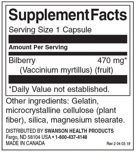 Bilberry Fruit 470 mg - 100 cápsulas