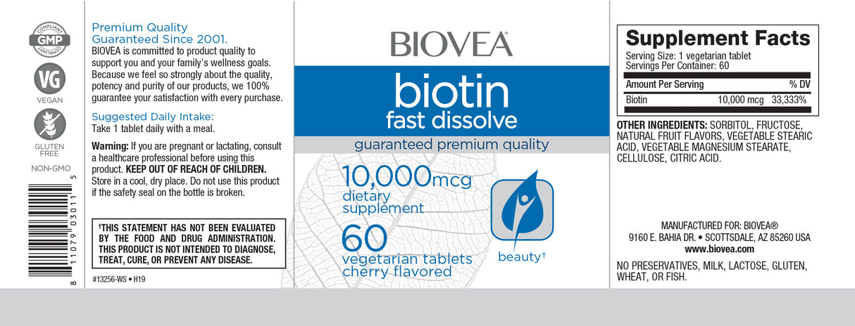 Biotin 10.000 snel oplossen / 60 tabbladen