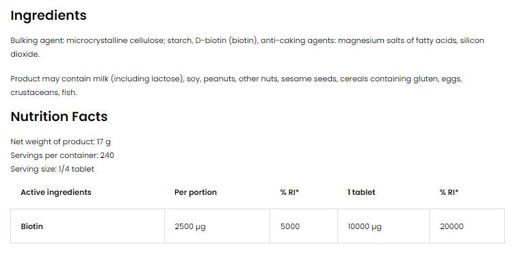 Biotina 10.000 comprimidos max 60