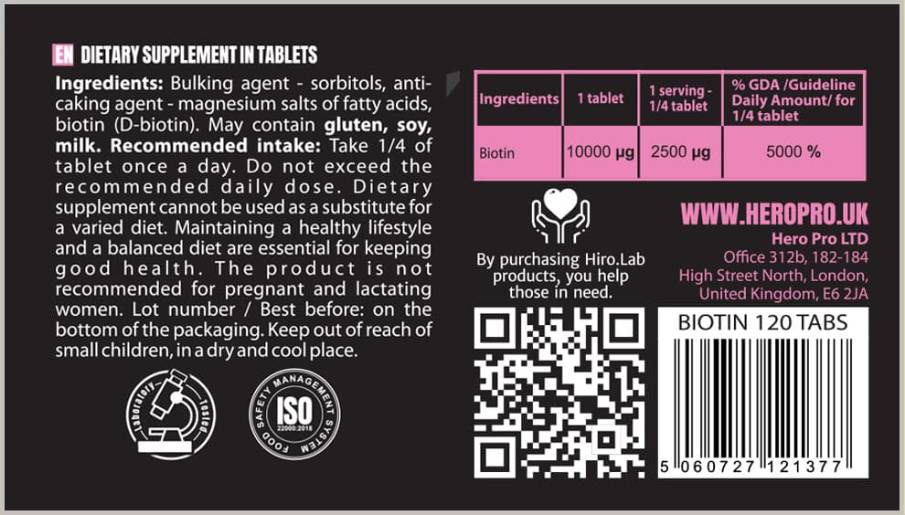 Biotin 10.000 mcg - 120 tabletten