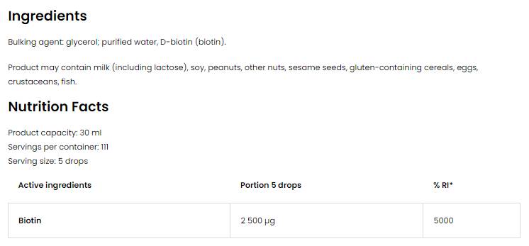 „Biotin 2500 MCG“ lašas 30 ml