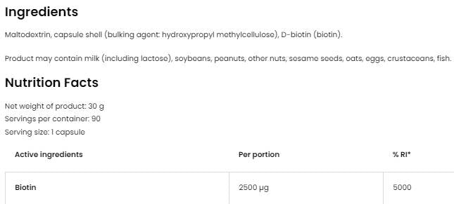 Biotin 2500 mcg / Veges 90 Kapselen