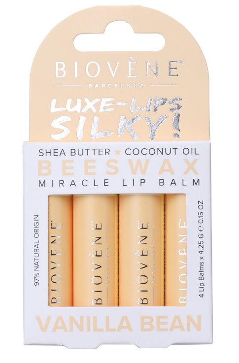 Lip balm with beeswax and vanilla – velvety feel - 4 pieces