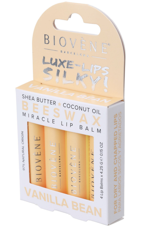 Lip balm with beeswax and vanilla – velvety feel - 4 pieces