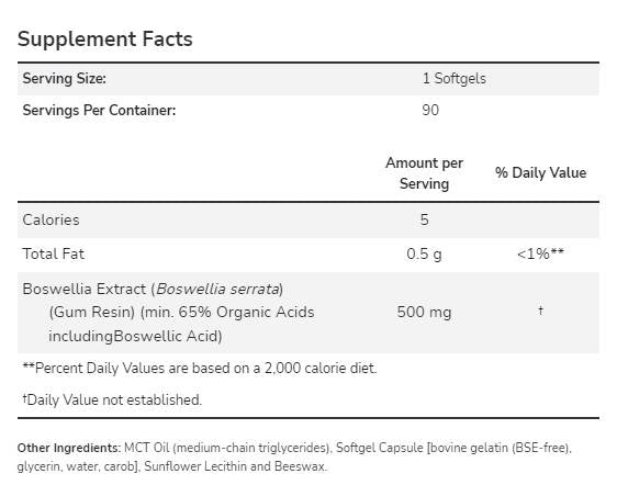 Extrakt z Boswellia 500 mg - 90 gelů tobolek
