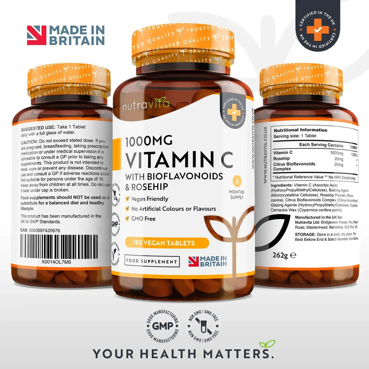 Vitamín C 1000 mg s bioflavonoidy a šípky 180 <tc>Nutravita</tc> tablety