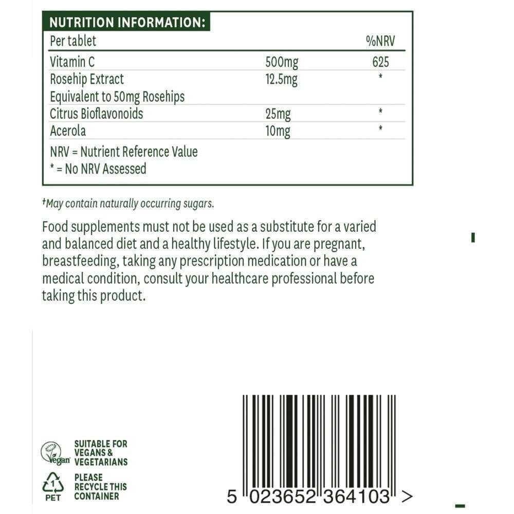 Vitaminas C su rožėmis, bioflavonoidais ir aceroliu (vitamino C kramtomoji
