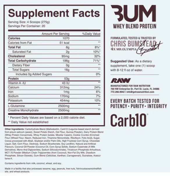 CBUM Mass Gewënn | Whey Protein & Carb10® - 5443 Gramm