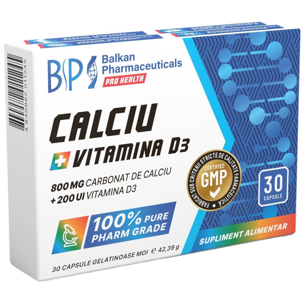 Calcio 800 mg + vitamina D3 200 IU 30 Cápsulas
