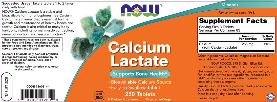 Calcium Lactate - 250 Tablets