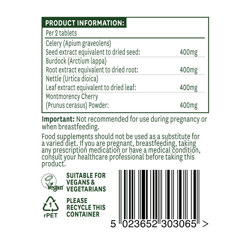 Seler, kwaśna wiśnia, nasiona Burdock i pokrzywa (kompleks nasion selera) 60 tabletek Natuuseaid