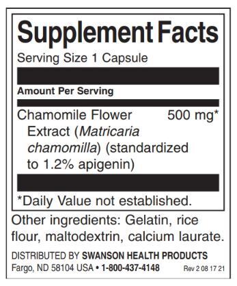 Chamomile Blummen Extrakt 500 mg | Standardiséiert Apigenin - 60 Kapselen