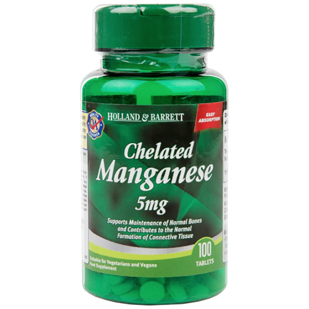 Manganeso quelado 5 mg 100 tabletas