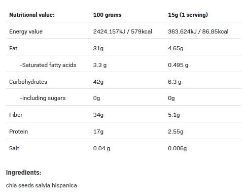 Chia | 100% natūralus - 500 gramų