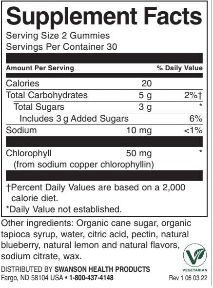 Gomitas de desintoxicación de clorofila | Arándano - 60 tabletas masticables