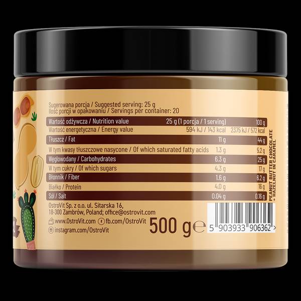 Manteiga de amendoim de chocolate com avelã em caramelo | 500 gramas crocantes
