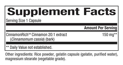 Extracto de canela 150 mg 60 cápsulas