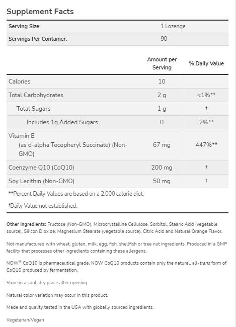 COQ10 200 mg | Mastigável - 90 comprimidos sublinguais
