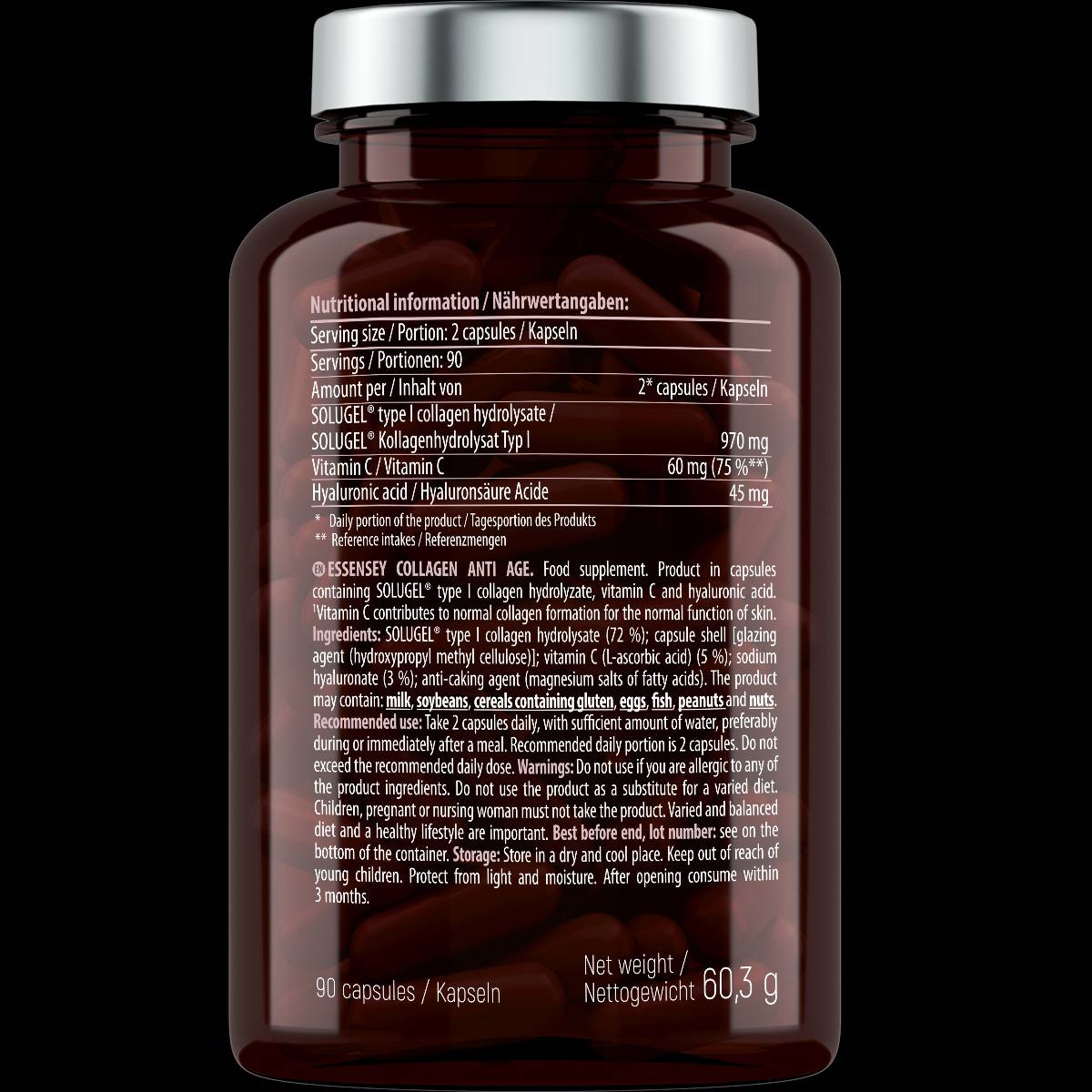 Colágeno anti edad | con vitamina C y ácido hialurónico - 90 cápsulas