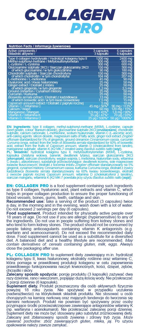 Collagen Pro Caps | with Glucosamine, Chondroitin, Hyaluronic, Boswellia - 180 capsules