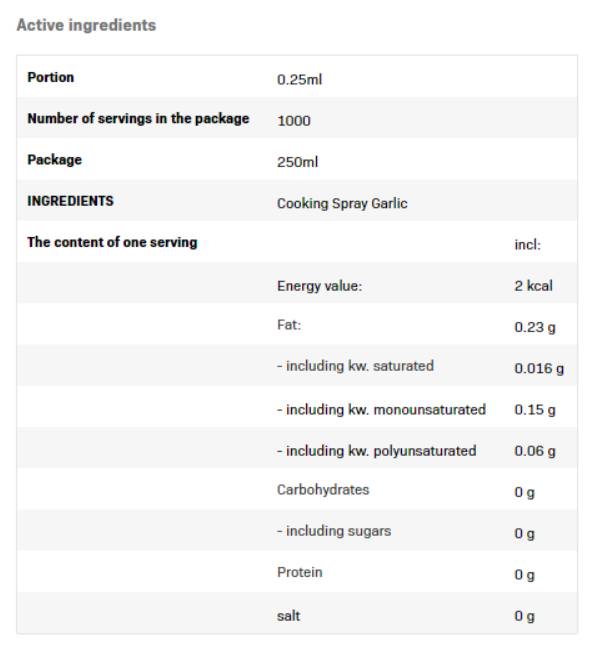 Spray de cocción - Aceite de ajo - 250 ml