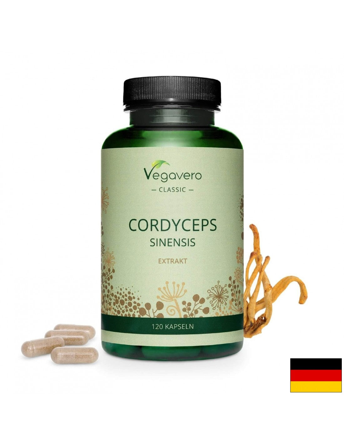 Cordyceps Sinensis Ektrakt/ Cordyceps extrakt, 120 kapslí, 100% vegan <tc>Vegavero</tc>