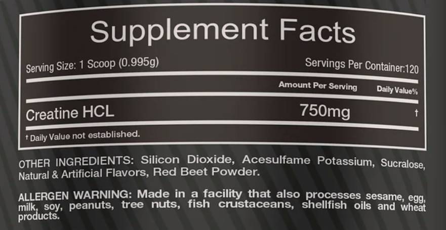 Creatine HCl 119.4 gram