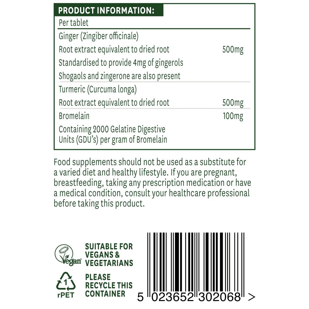 Ginger, Turmeric & Bromelain 60 tablets NaturesAid