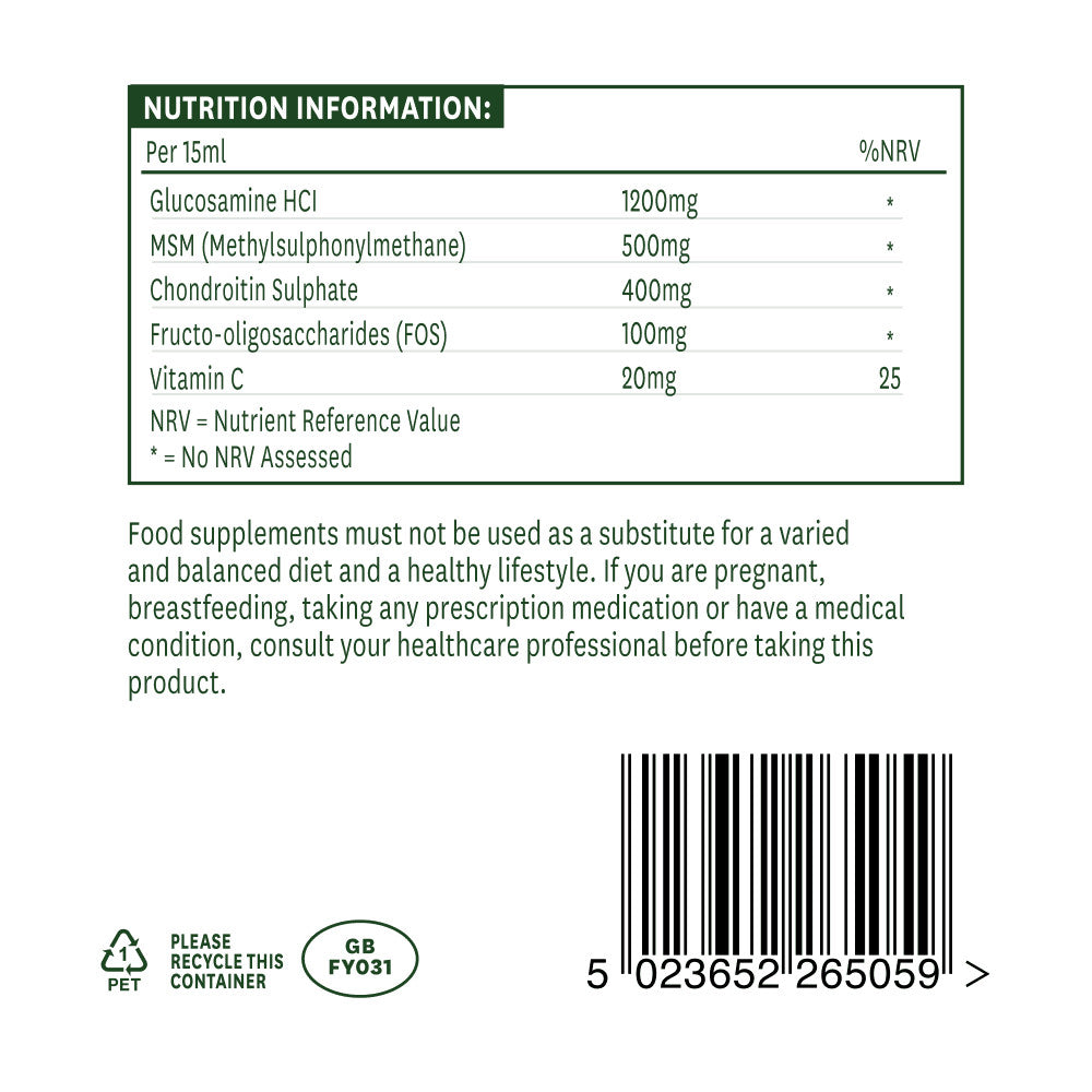 Fórmula líquida concentrada para articulaciones sanas con glucosamina, MSM y condroitina (glucosamina, MSM y líquido de condroitina) 500ml NaturalSaid