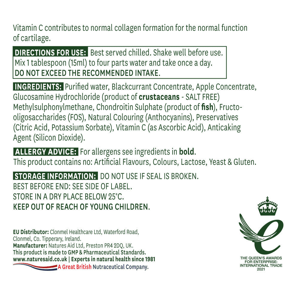 Fórmula líquida concentrada para articulaciones sanas con glucosamina, MSM y condroitina (glucosamina, MSM y líquido de condroitina) 500ml NaturalSaid