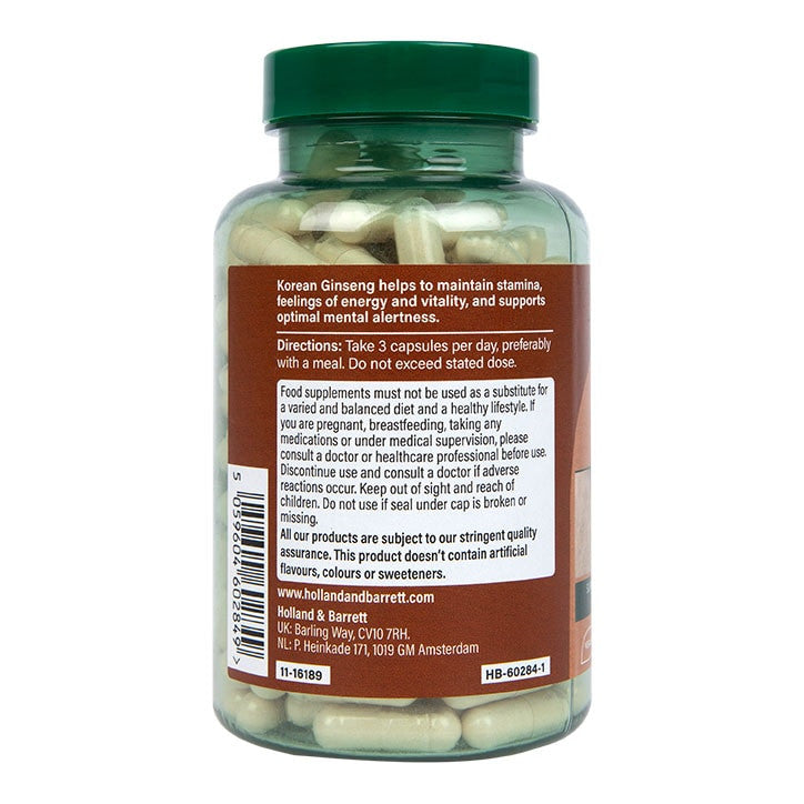 Korean Ginseng 500mg 180 capsules HOLLAND & BARRETT
