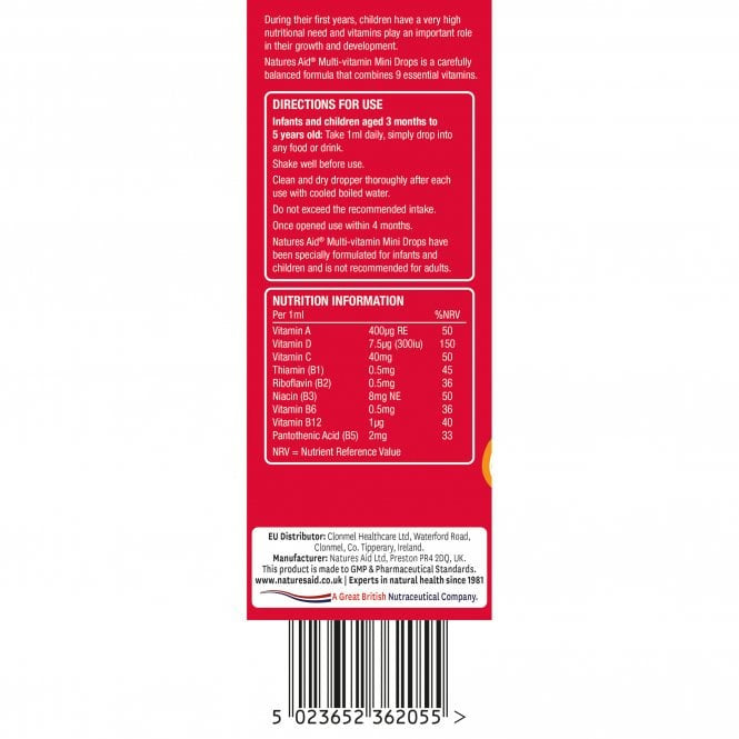 Krople multiwitaminy dla dzieci (mini krople multi-witamina) 50 ml Natureaid