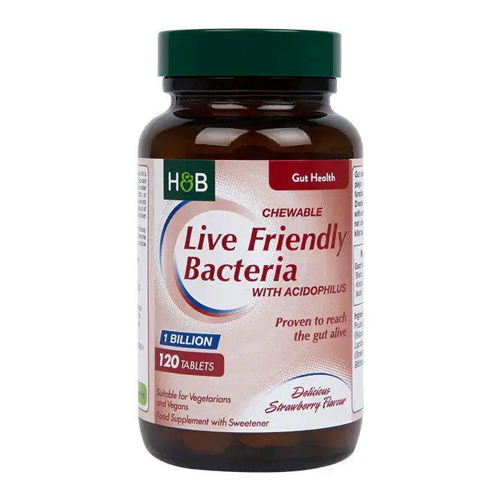 Probiotic with Acidophilus (Chewable Acidophilus Strawberry 1 Billion) 1 billion. 120 chewable tablets HOLLAND & BARRETT