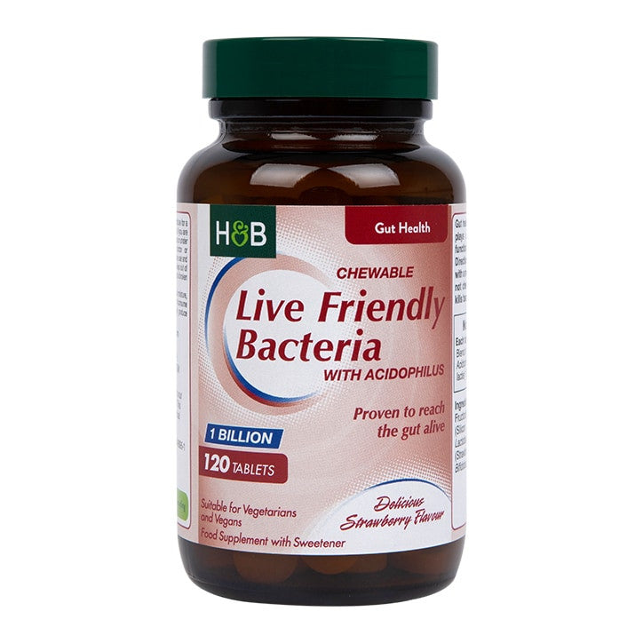 Probiotic with Acidophilus (Chewable Acidophilus Strawberry 1 Billion) 1 billion. 120 chewable tablets HOLLAND & BARRETT