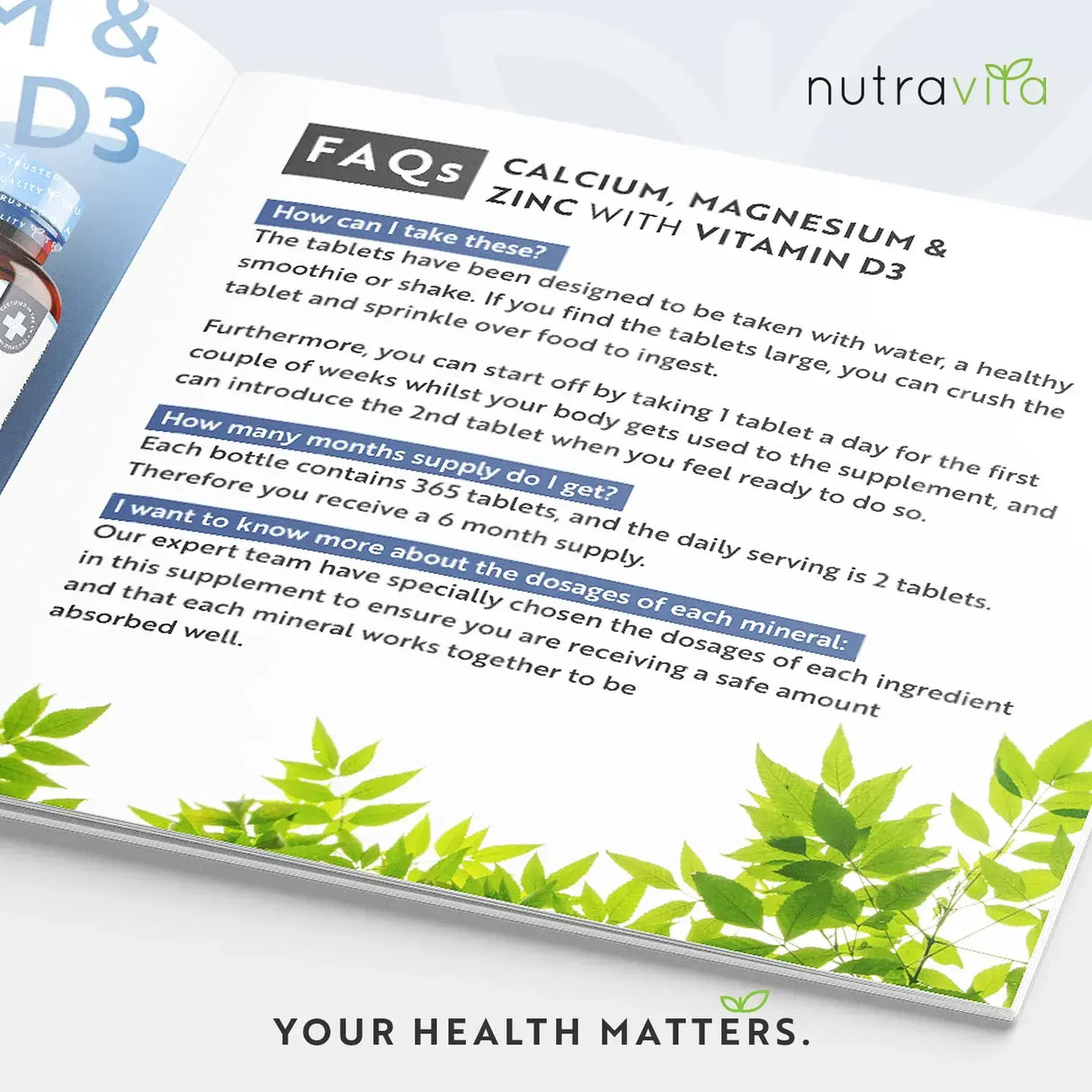 Calcium, Magnesium, Zinc and Vitamin D3 - 365 tablets