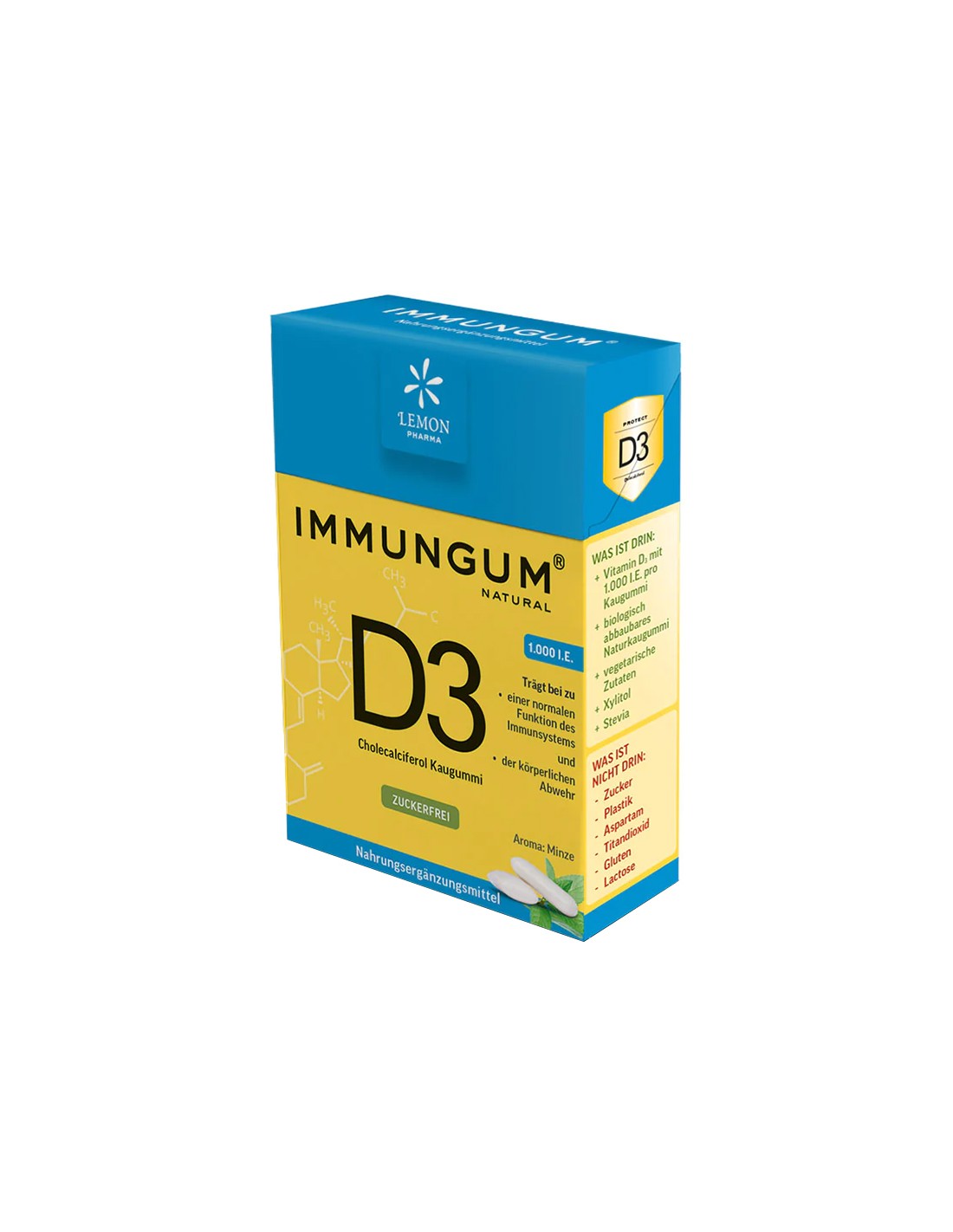 Chicle con vitamina D3 y sabor a menta - Immungum, 20 unidades <tc>Lemon Pharma</tc>