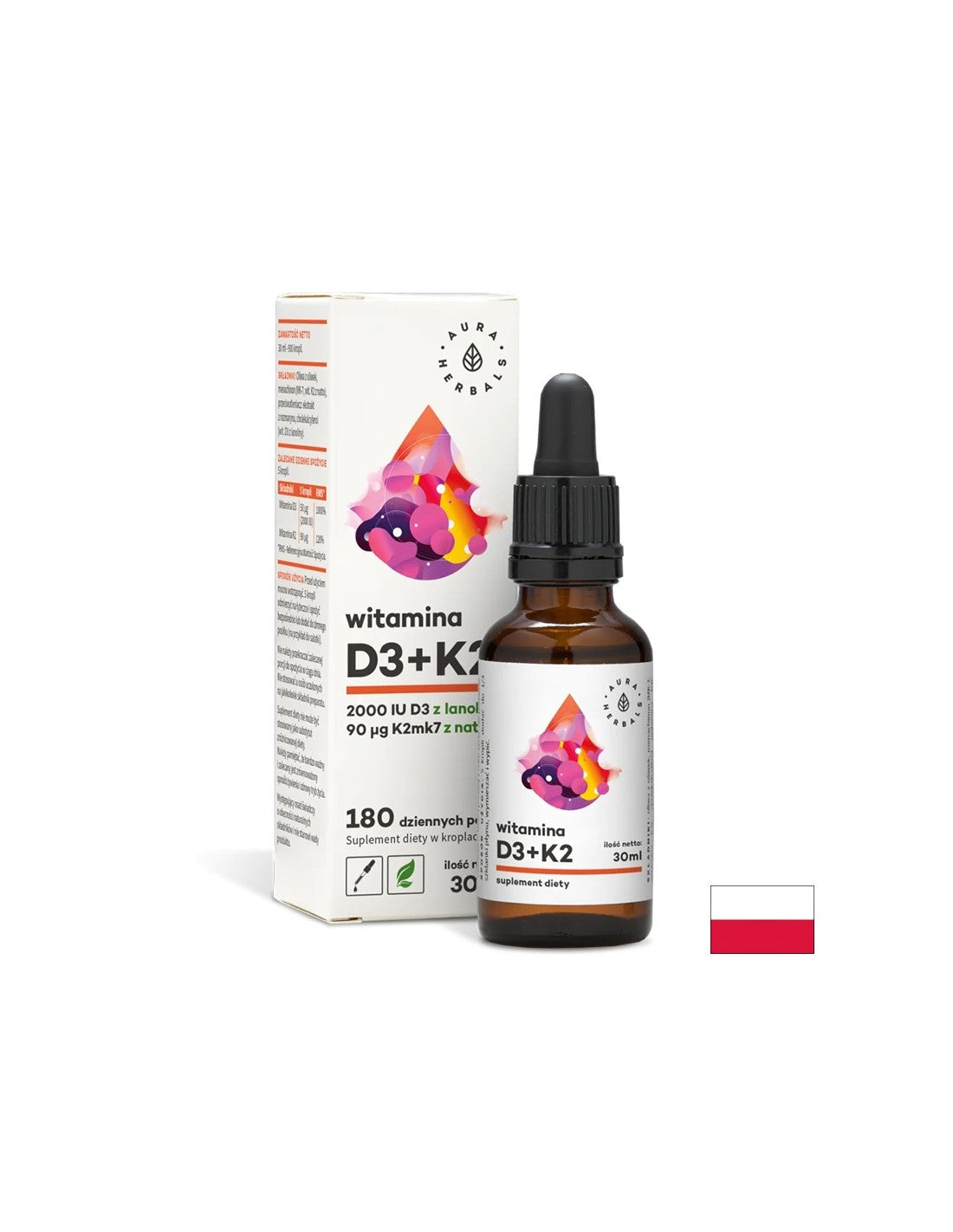 Kosti a zuby - Vitamin D3 + K2, 30 ml kapky <tc>Aura Herbals</tc>