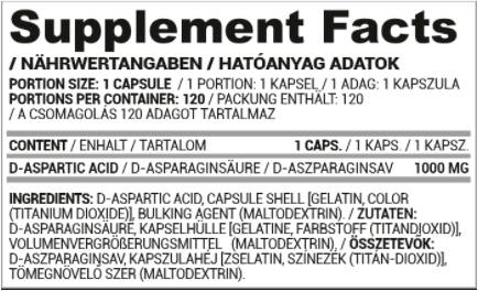 Daa Dark | Cápsulas de ácido d-aspáptico 1000 mg 120