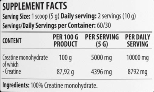 Monohidrato de creatina | 100% en polvo puro - 300 gramos