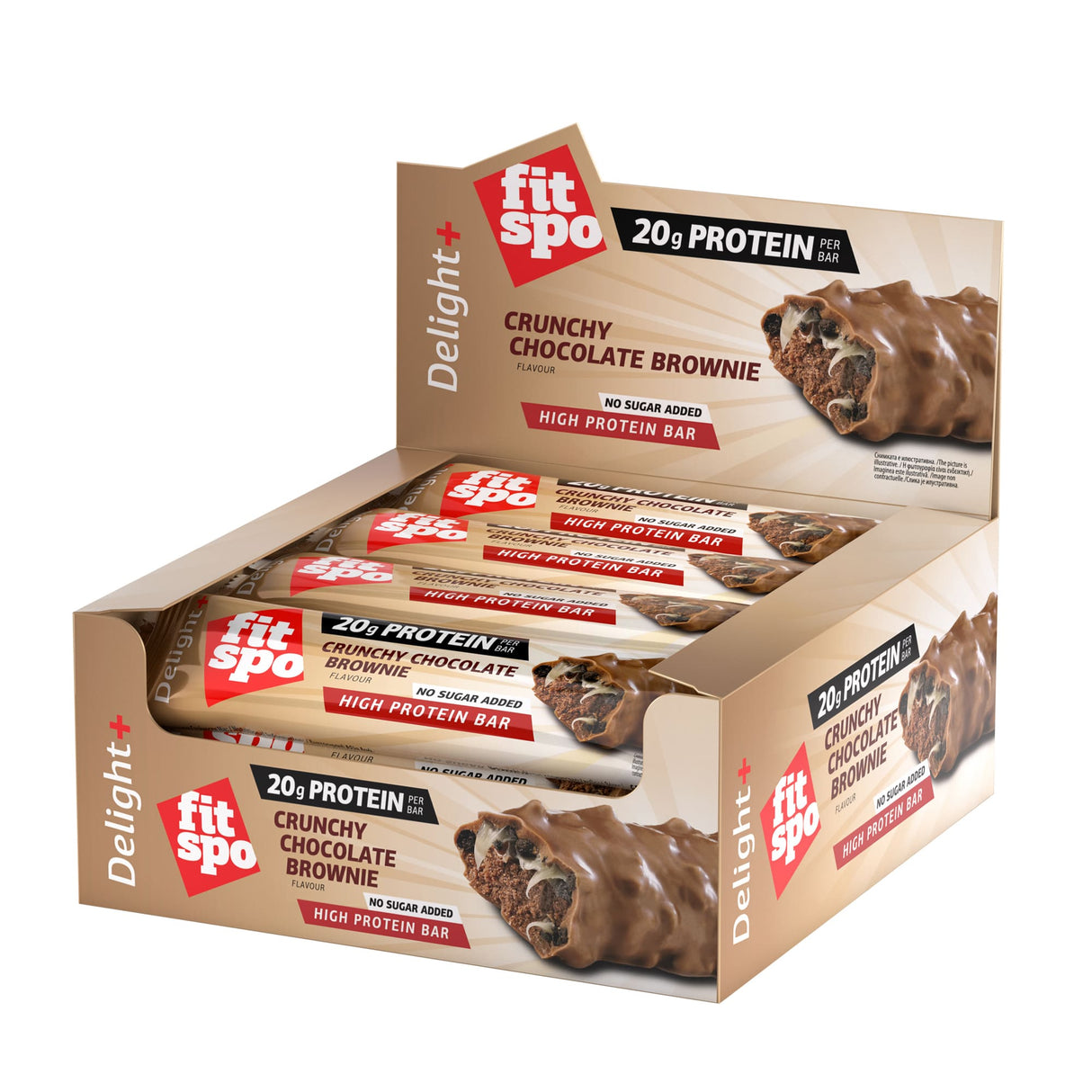 Delight+ Crunchy Protein Bar Chocolate Brownie - 12 x 60 grams