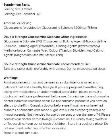 Sulfato de glucosamina de dupla força 1000 mg - 120 comprimidos