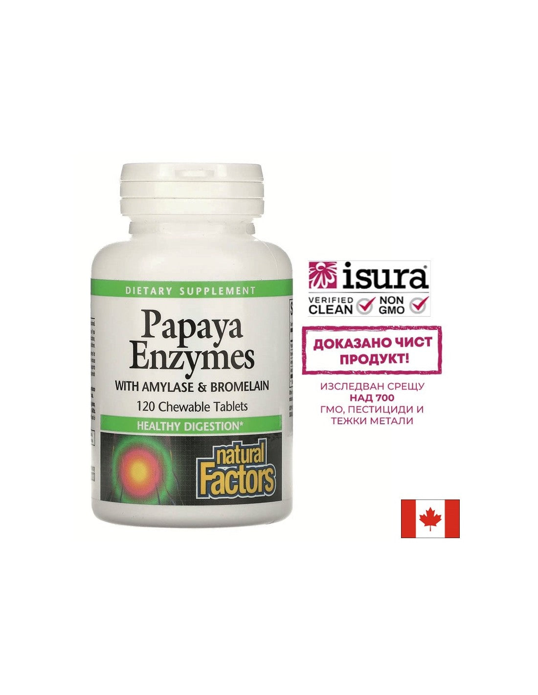Digestion - Papaya Enzymes with Amylase and Bromelain, 120 Chewable Tablets Natural Factors